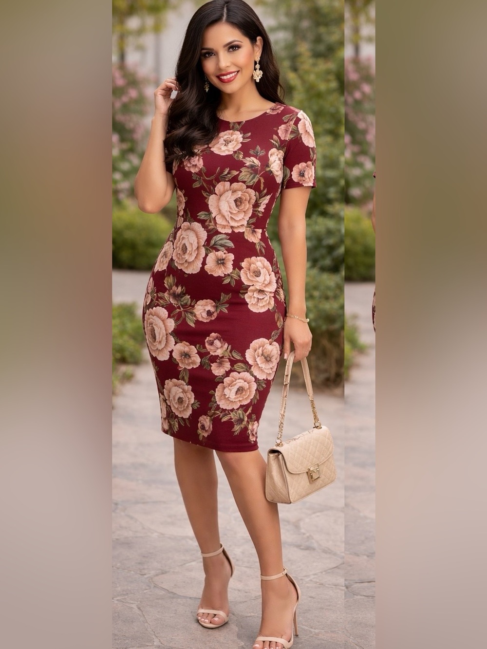 Floral Burgundy Dress